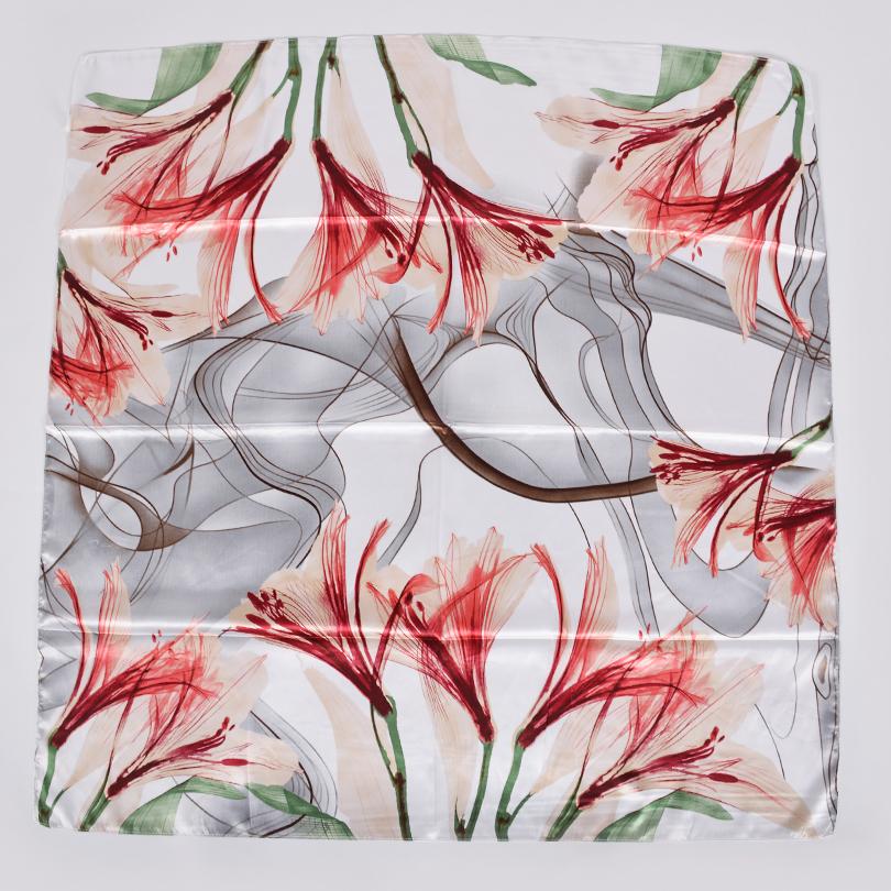 [BYSIFA] Muslim Women Head Neck Scarf Shawl  Trendy Chinese Silk Square Satin Scarf 90*90cm Pink Coffee Roses Scarves Wraps