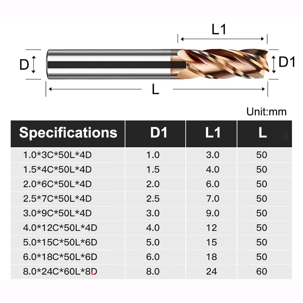 4Flutes Alloy Carbide Milling HRC55 Milling Cutter New EndMills