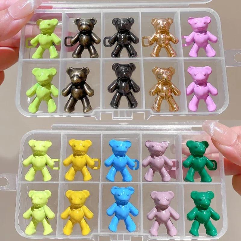 1/5pairs Colorful Bear Buckles Women Men Adjustable Jeans Pants Pins for Loose Jean Fit Tighten Waist Closing Reduce Snap Button