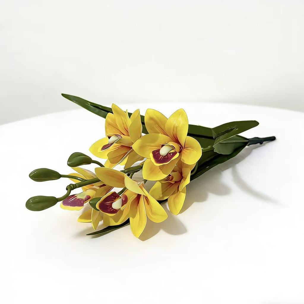 Artificial Cymbidium Faberi Rolfe Flower Home Decor Wedding Arrangement With Plastic Material For Event Use