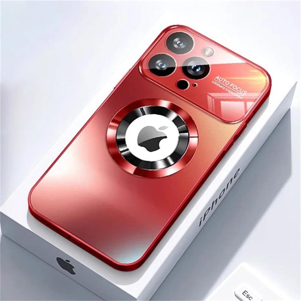 

Розкішний матовий магнітний чохол для телефону для iPhone 16 15 11 12 13 14 Pro Max Повний захист камери Силіконова рамка Матова задня кришка Ковпак For iPhone 15