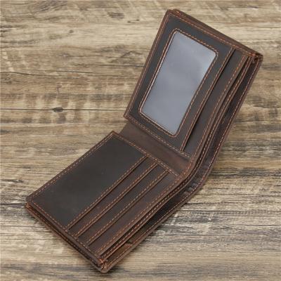 Retro Men's Short Wallet First Crazy Horse Leather Multi-Function Multi-Card Wallet Coin Purse Casual Business All-Match