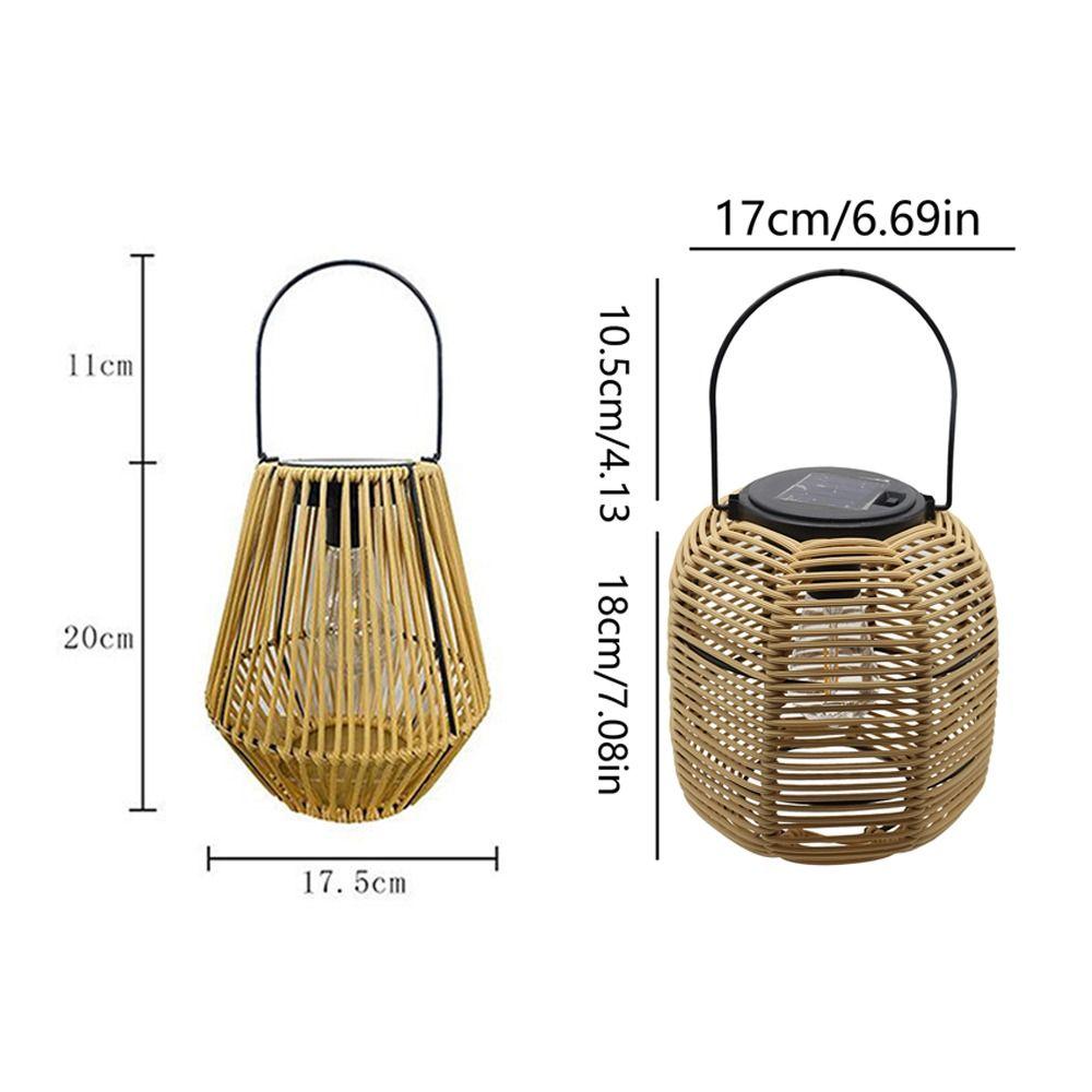 Waterproof Rattan Solar Lantern Solar Powered Standing/Hanging Bamboo Chandelier Lamp Bamboo Frame Weaving Lantern