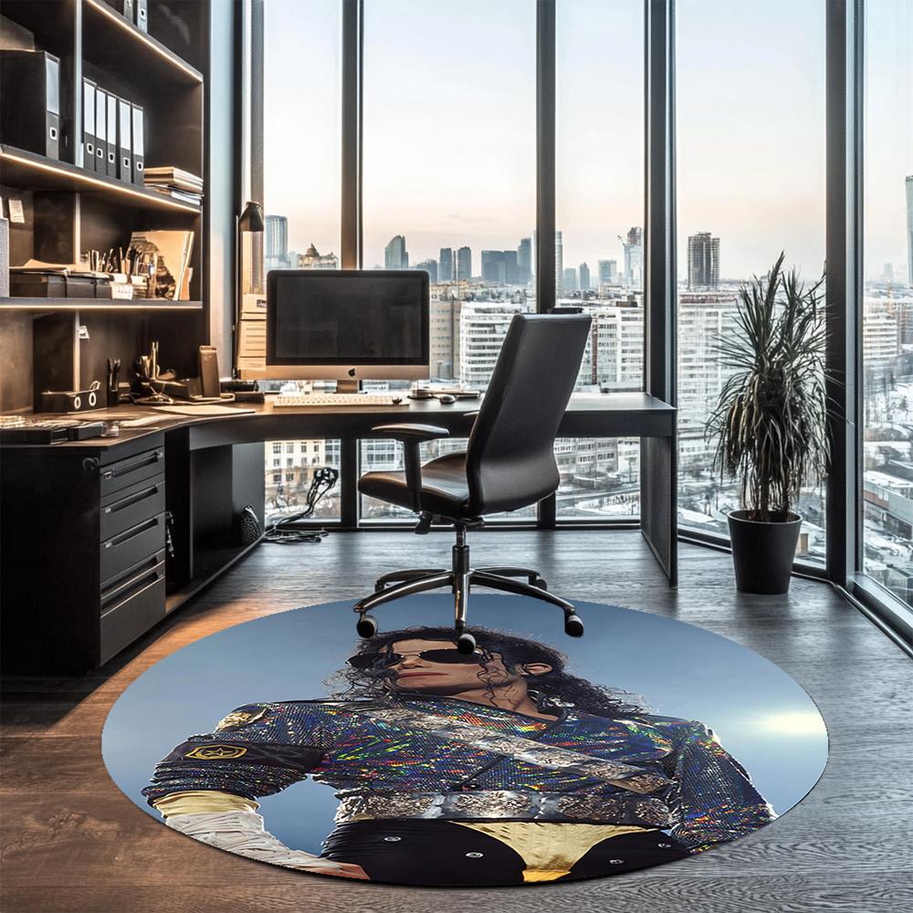 Michael Jackson Printed Round Rug Carpet Chair Rug Area Rug Entryway Doormats,for Office Chair Living Room Bedroom Kitchen Room.