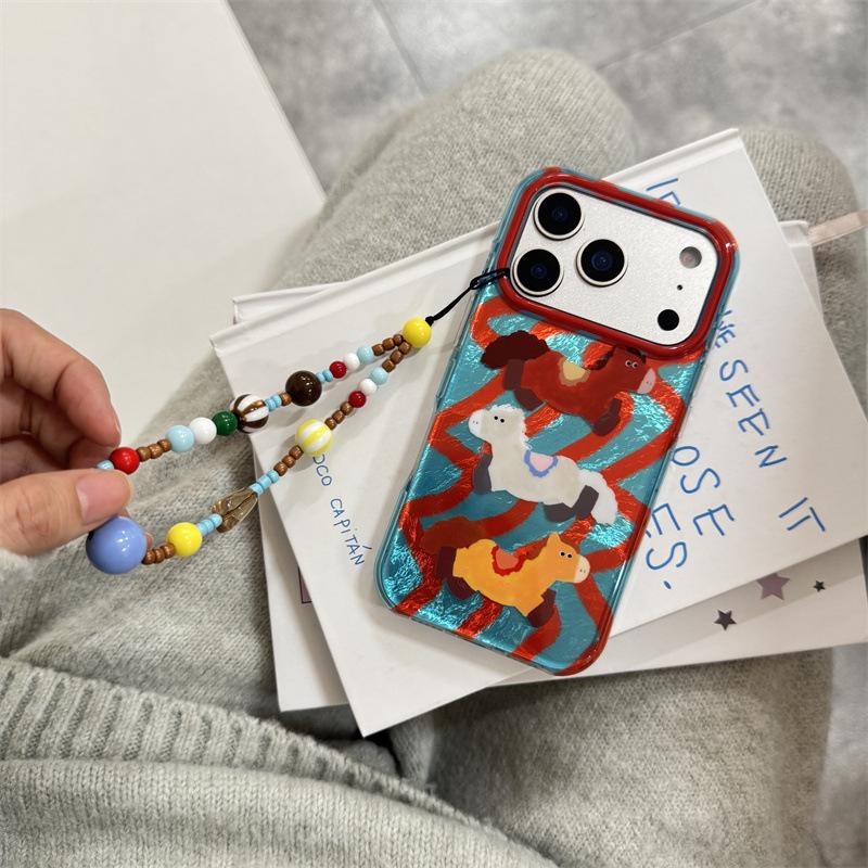 Cartoon Pony Wave Pattern Phone Case for iPhone 17/16 Pro Max/15/14 - New Model for Women