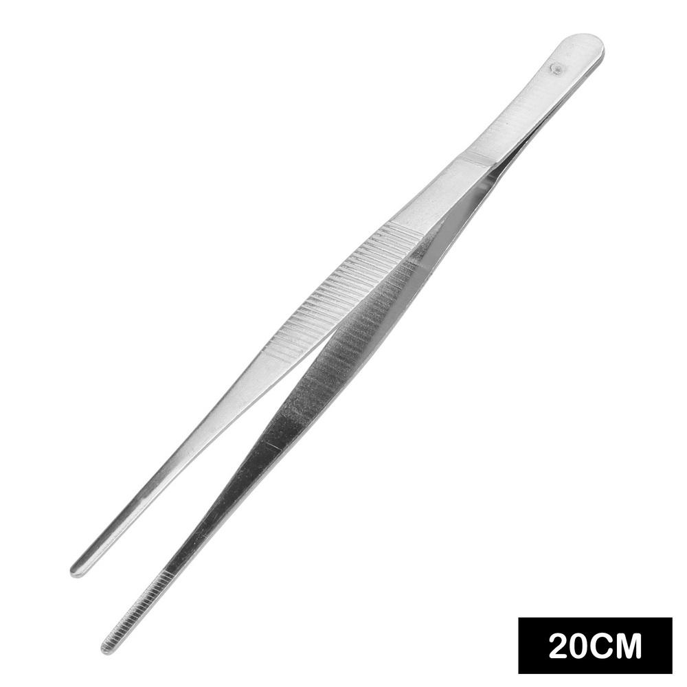 DIYWORK Stainless Steel Home Medical Garden Kitchen BBQ Tool Toothed Tweezer Straight  Tweezer Long Barbecue  Food Tong 20CM/30CM