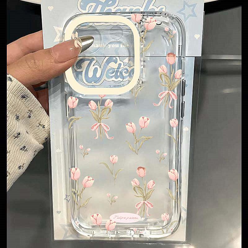 Coque de téléphone transparente avec tulipes pour Samsung Galaxy S25 S24 S23 Ultra S22 Plus S21 FE Note 20 A36 A56 A54 A35 A55 A53