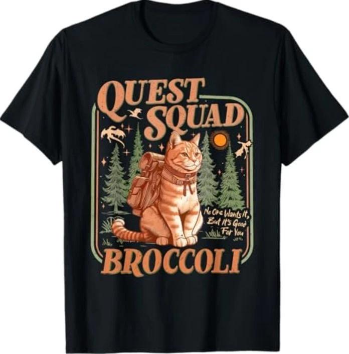 Quest Fantasy Squad Broccoli Kitten Funny Cat T-Shirt L