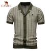 Camel 2025 Léto Vyšívané Nové Pánské Pletené Polo s Krátkým Rukávem Pruhované Módní Obchodní Polokošile pro Muže