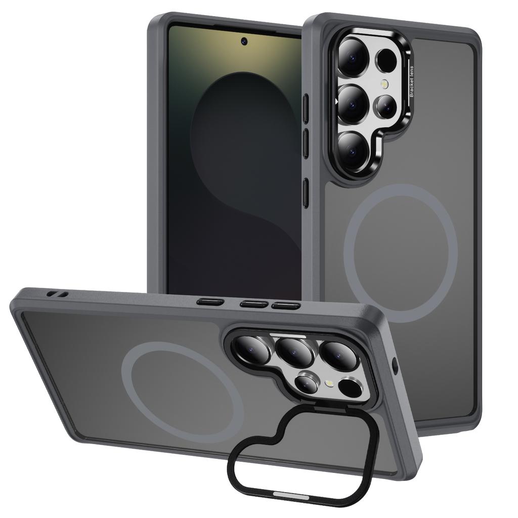 Camera Lens Kickstand Holder Shockproof Case for Samsung Galaxy S26 S24 S25 S23 Plus Ultra For Magsafe Matte Bumper Armor Cover
