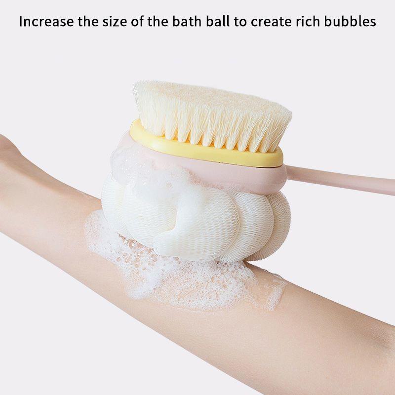 Double Sided Scrubbing Tool Bath Brush Long Handle Soft Fur Bath Brush Detachable Scrubbing Towel Strong Back Rubbing