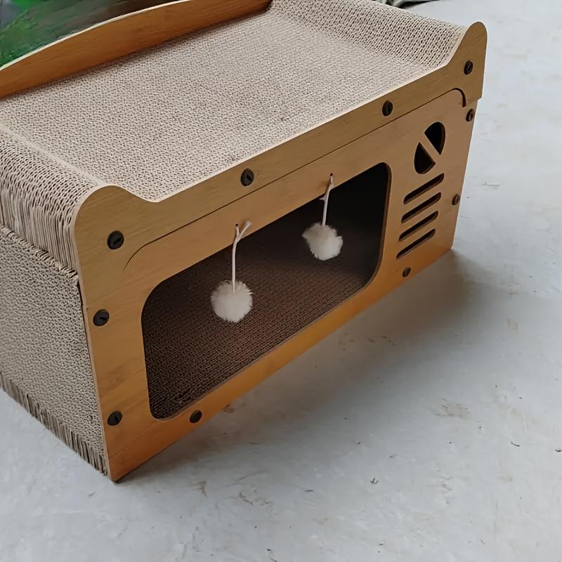 Cat Scratch Sofa with Durable Cardboard Nest, Scratch Column, and Interactive Toys - Indoor Cat Scratch Sofa All Year Round