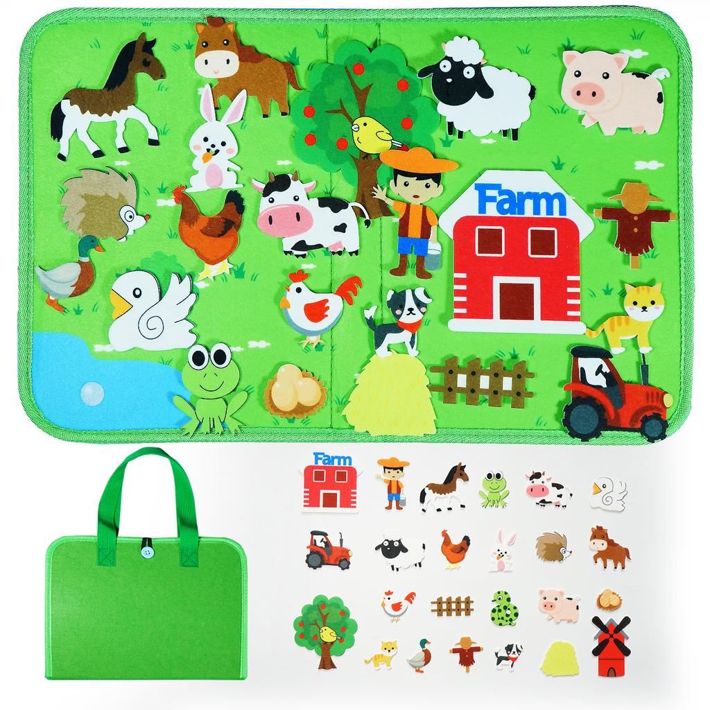Montessori Animal Busy Board (Farm/Space/Insects/Ocean/Arctic) – Flannel Sensory Toy for Kids, Ideal Birthday Gift