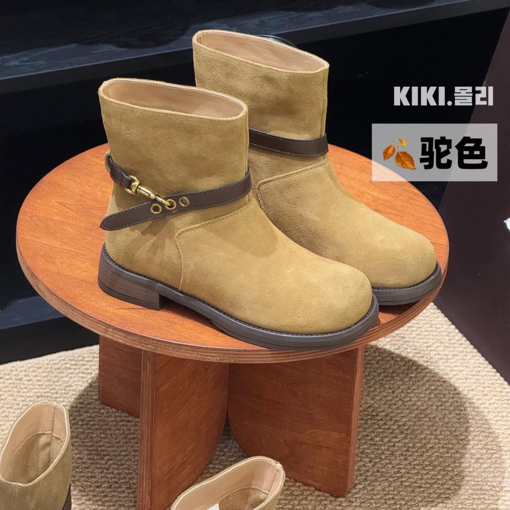 Leather Frosted Retro Sleeve Chelsea Boots Women's 2025 Autumn and Winter New Belt Buckle British Style Fashion Versatile Short Boots