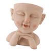 Men Face Flower Pot Hand Painting Resin Men Head Flowerpot Decorative Funny Succulent Flowerpot with Drain Hole for