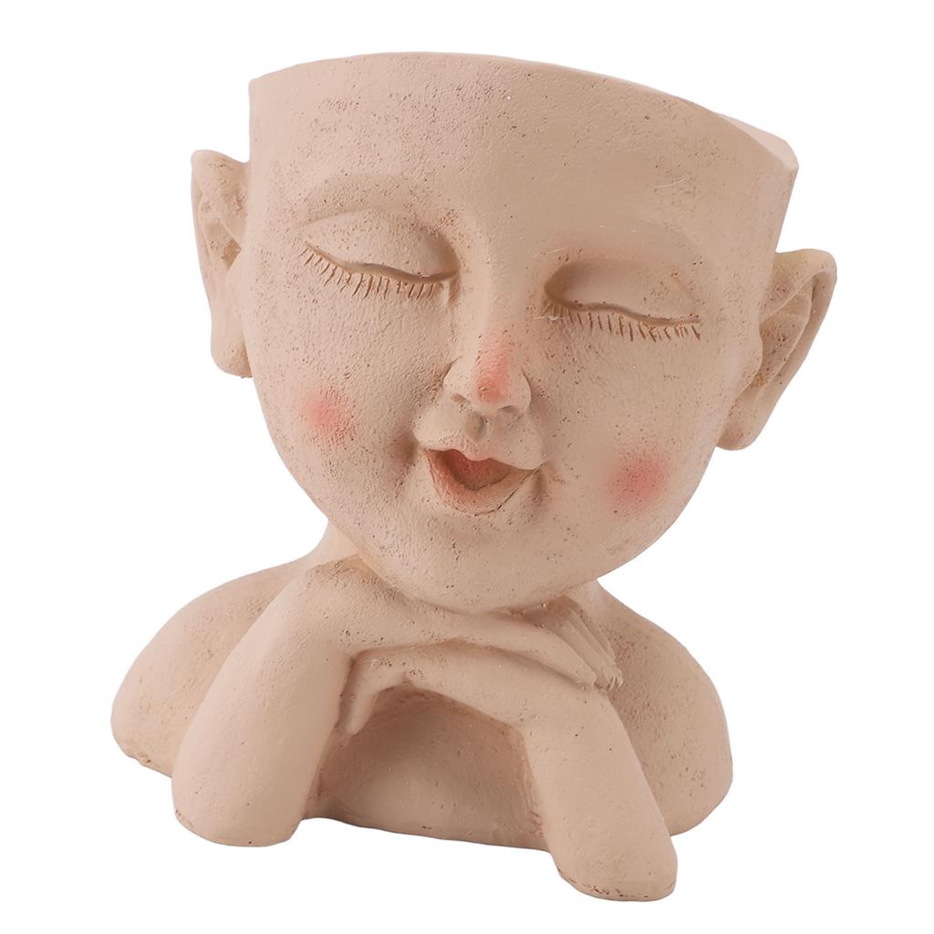 Men Face Flower Pot Hand Painting Resin Men Head Flowerpot Decorative Funny Succulent Flowerpot with Drain Hole for