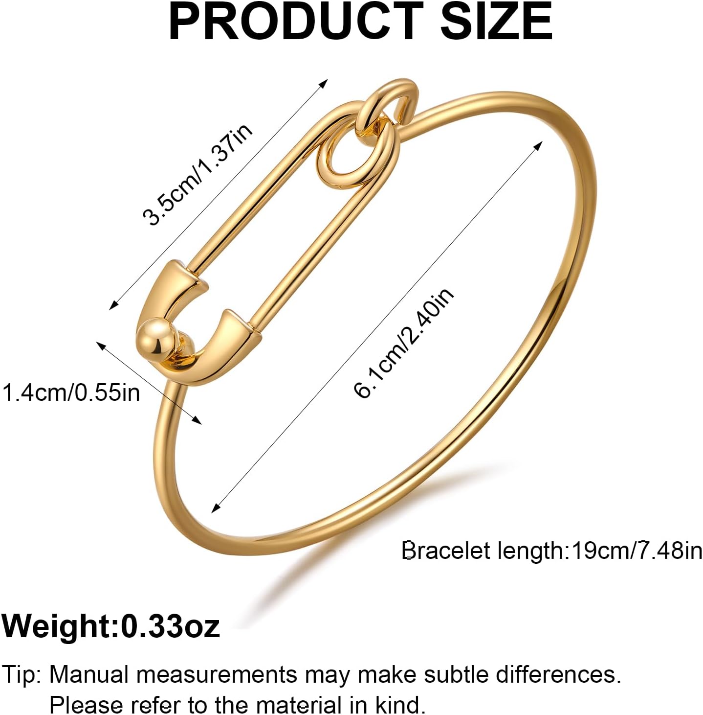 Gold-plated Safety Pin Hook Bracelet for Women Simple Thin Cuff Bangle Love Friendship Minimalist Jewelry