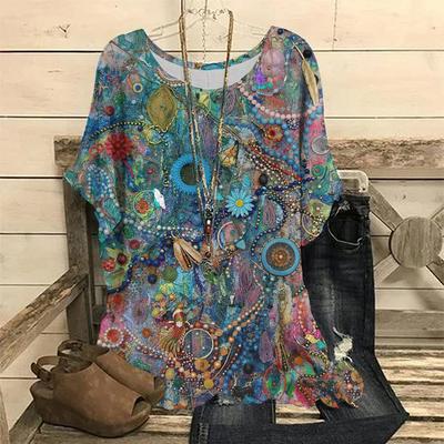 T-shirt oversize alla moda per donna, stampa floreale sfumata 3D, t-shirt girocollo a maniche corte, magliette casual da donna, magliette larghe