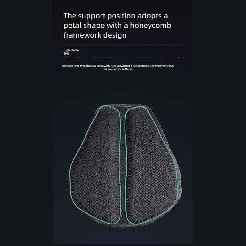 Breathable Motorcycle Seat Pad with Cooling Gel Insert 3D Ventilation Design Shock Absorption Pad for Long Distance