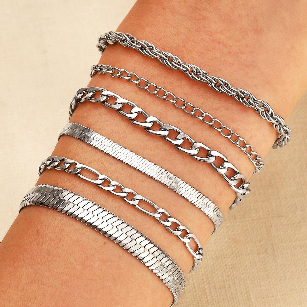 Vintage Mehrschichtiges Kettenarmband Set für Damen – Trendiger Europäischer Stil, Retro Minimalistischer Handschmuck, Grenzüberschreitende Heißverkauf Accessoires