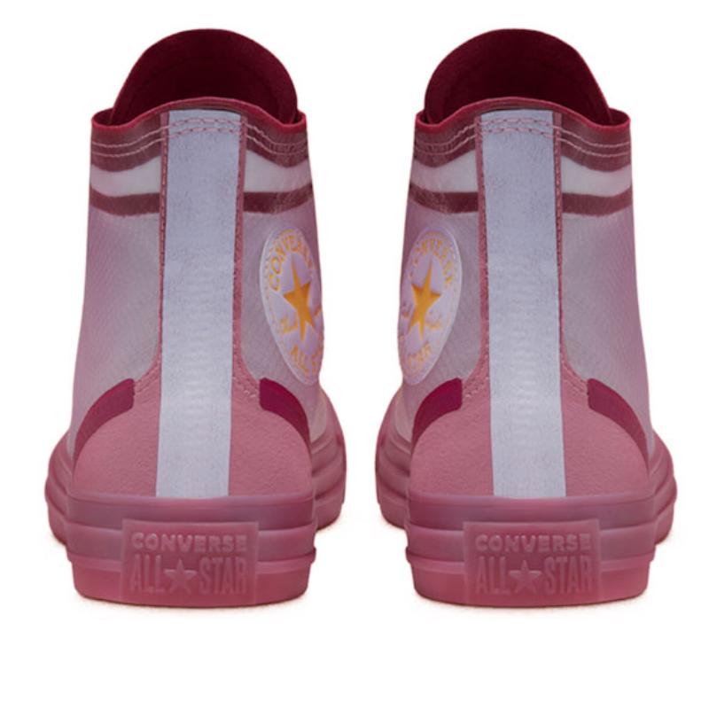 Converse Translucent Mesh Utility Chuck Taylor All Star Retro Pink Jelly High Top Canvas Shoes Women's Red and Yellow
