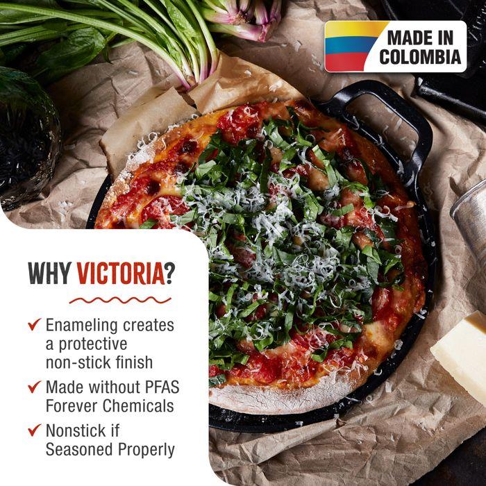 Plaque à Griller en Fonte à Induction pour Pizza, Poêle 25cm pour Barbecue, Four Victoria 38328 Noir