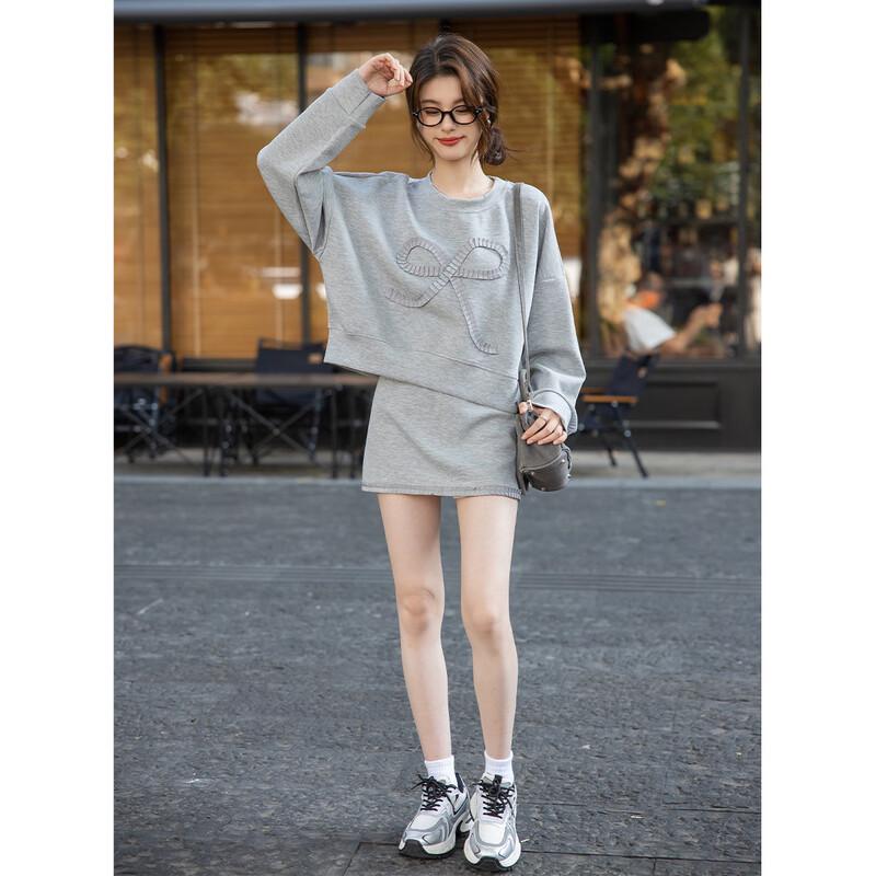 Mokana Women's Stylish Long-Sleeve Sweatshirt & Short Skirt Set MKNJD3012
