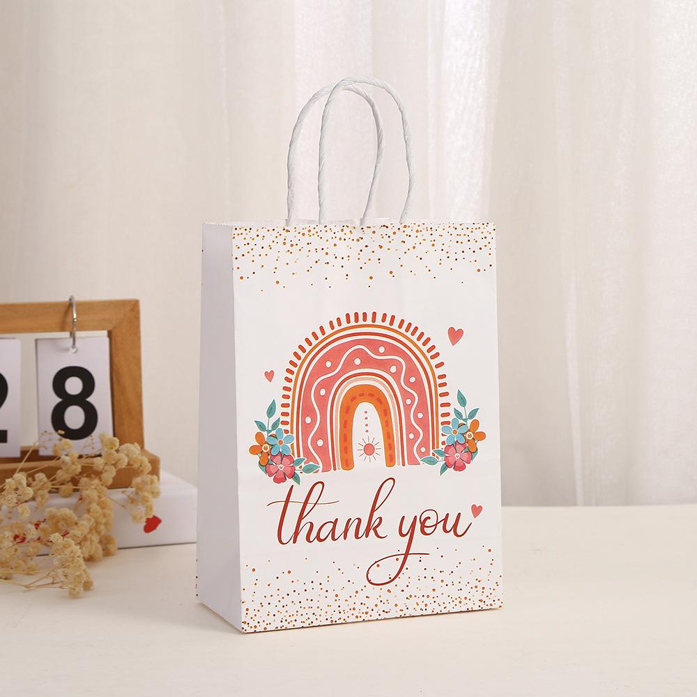 Stobag, Rainbow Thank You Gift Bags, Reusable Kraft Paper Totes for Birthday Parties, Weddings, and Baby Showers, 12/30pcs