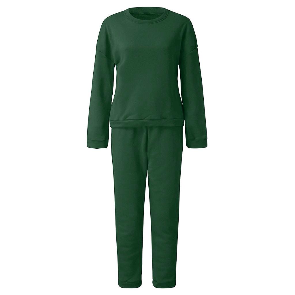 Fashion Women CasualLong Sleeve Pullove Sport Tops+Long Pants Set