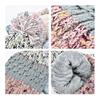 Women Winter Knitting Hat with Pom Poms Decor Patchwork Color Autumn Winter Jacquard Hat Windproof Breathable Headwear
