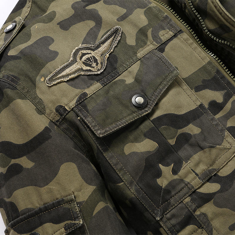 Spring Autumn Europe and The United States Casual Large Size Camouflage Printed Cargo Jacket Men's Military Jacket