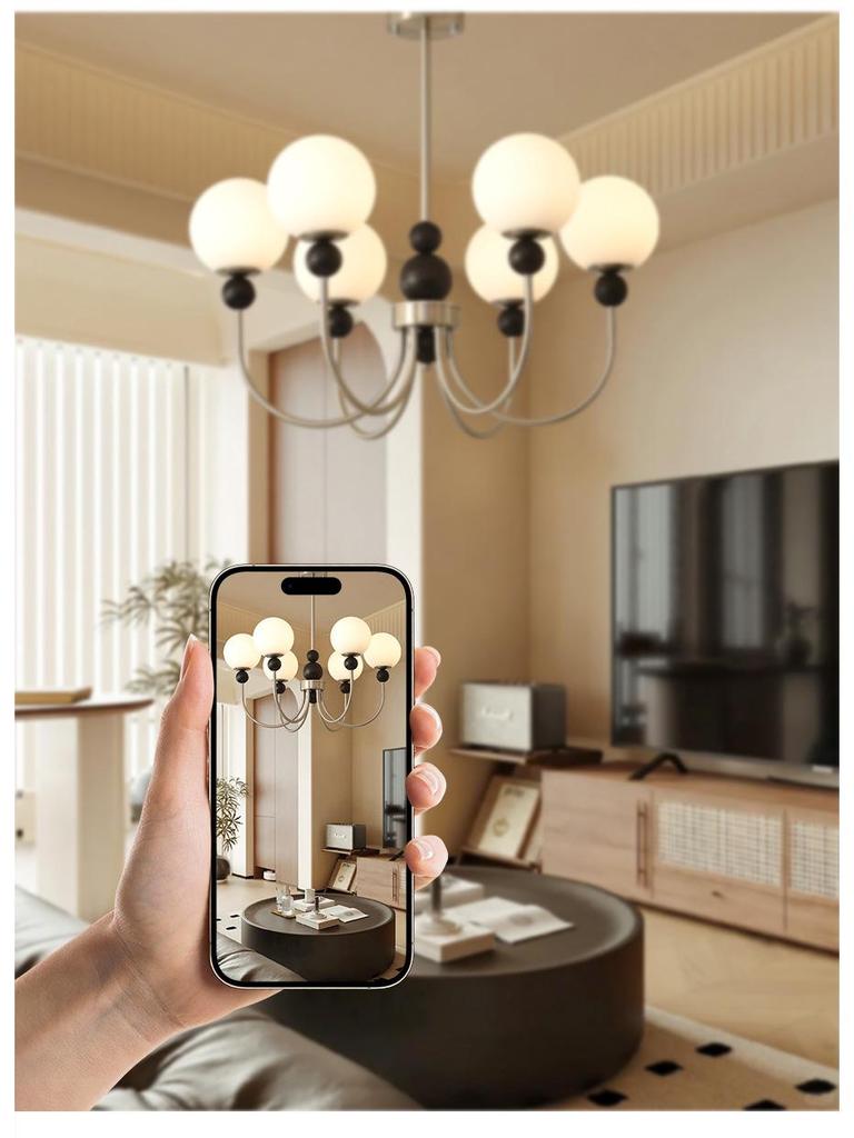 Mid-Century Magic Bean Solid Wood Chandelier: French Retro Light for Living Room or Bedroom.