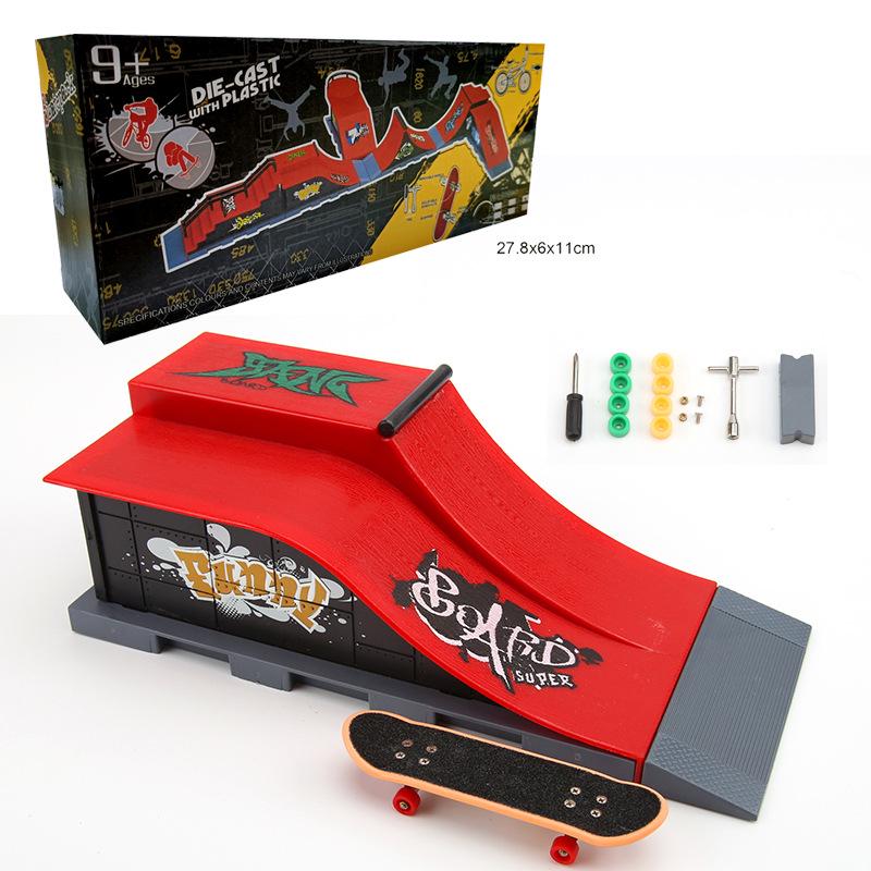 Finger Skateboard Indoor Sports Model - Creative Novelty Scene Props Assembly Toy.