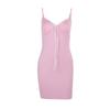 Autumn Dress Small Fragrance Quality Sexy Slim Contrast Color Drawstring Slip Dress Women