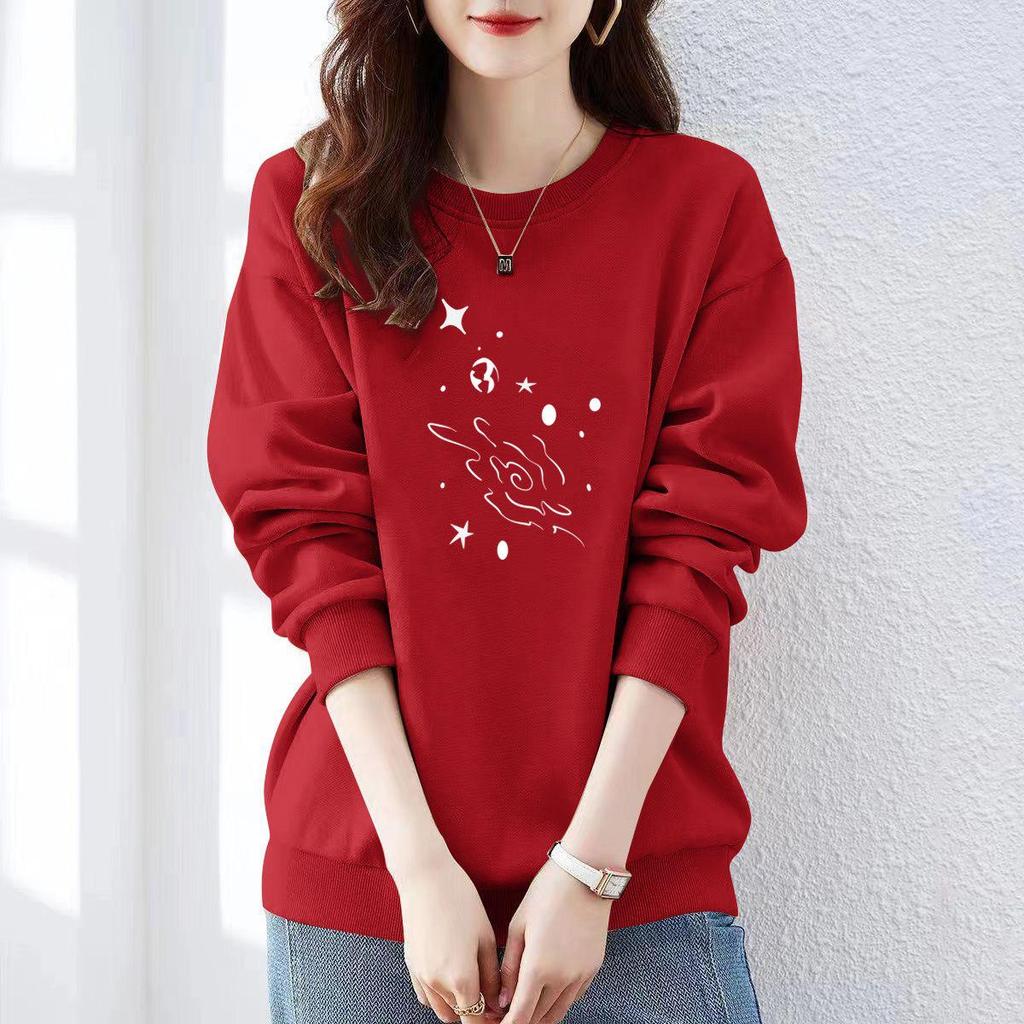 Jimo Women's Authentic Thin Hoodie - Autumn/Winter, Loose Fit, Velvet Lined, Pure Cotton, Round Neck, Trendy