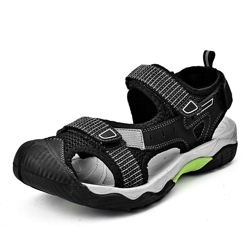

Нові літні чоловічі повсякденні модні сандалі великого розміру, дихаюча сітка, захист пальців від ударів, вуличне пляжне взуття 46 чорний