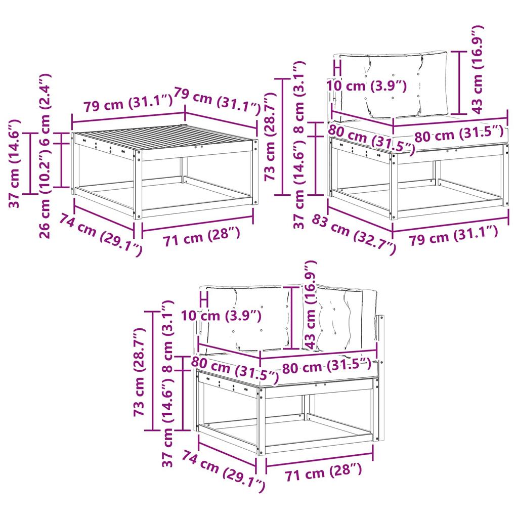 Outdoor Sofa Set 7 Pcs White and Cream 79 X 79 X 37 Cm
