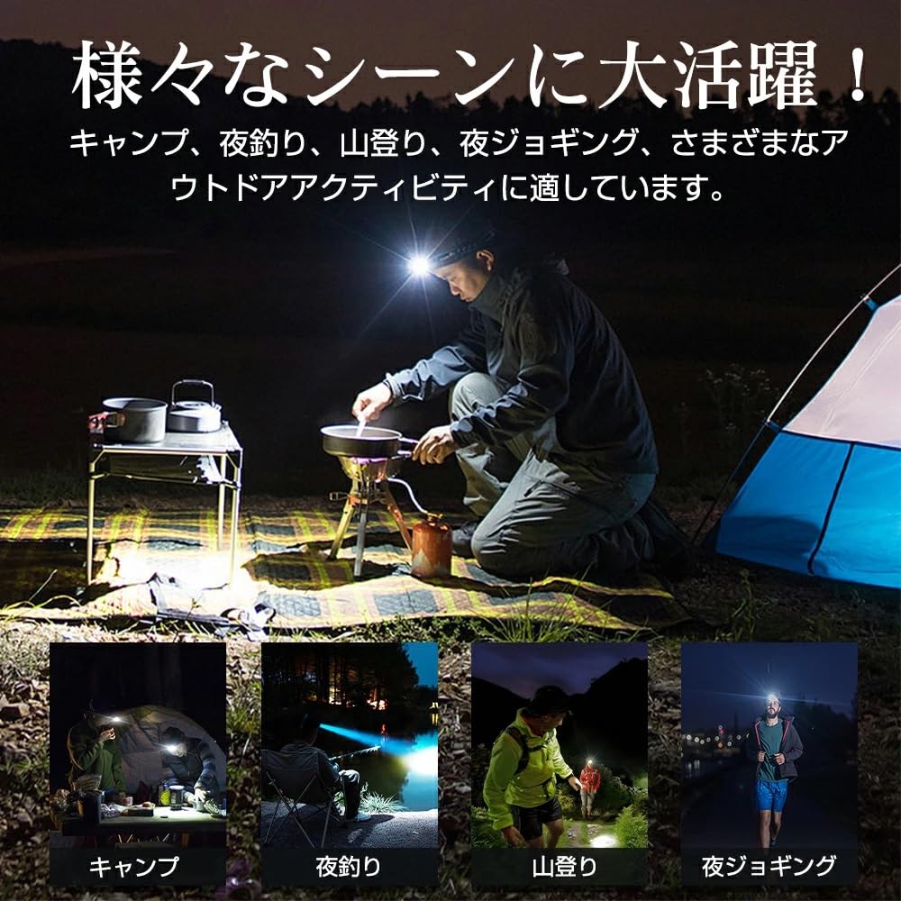 Reîncărcabil USB 1200mAh 800 4 Iluminare Impermeabil și Ajustabil Ideal pentru Noapte Exterior și Putere Compact și Lampă de Cap, Capacitate Mare, Lumeni,