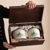 Classic Green Hill Ceramic Tea Caddy Gift Box - Empty Storage Jar for Black & Green Tea with Custom Logo