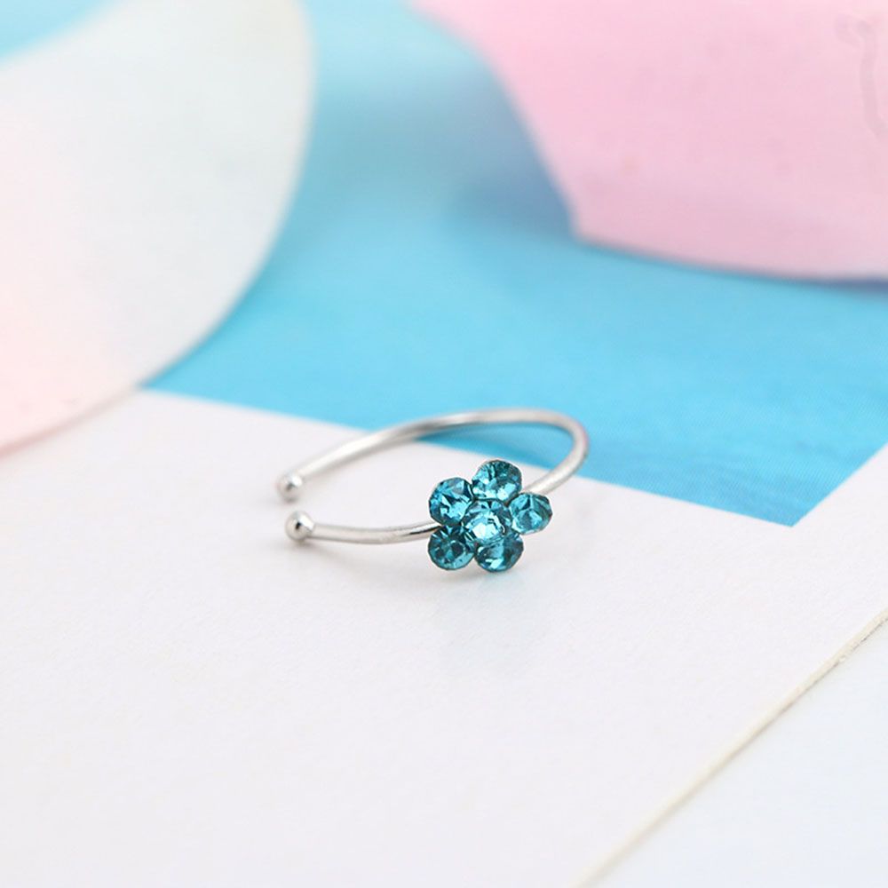 Rhinestone Ear Clip Nostril Stainless Steel Party Dress Crystal Fake Body Jewelry Nose Ring Hoop