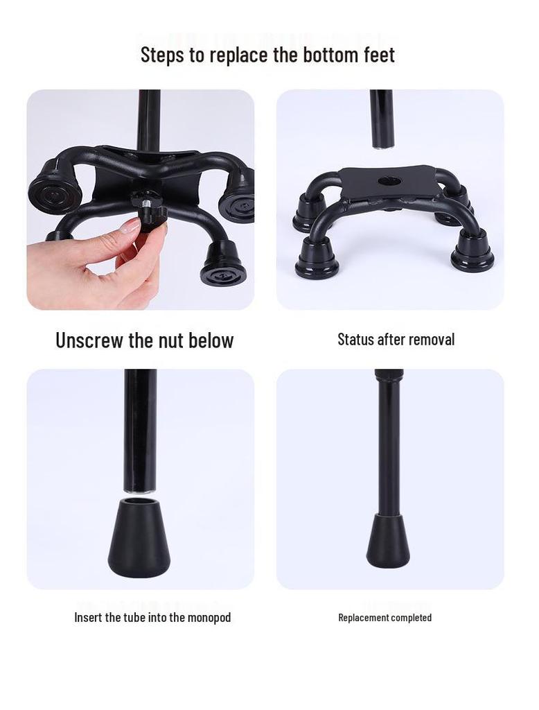 Lefu Adjustable Lightweight Aluminum Walking Cane with Anti-slip Base