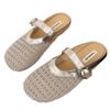 Flat bottom woven hollow slippers women's new outer wear fashion temperament sandals belt buckle bag head slippers