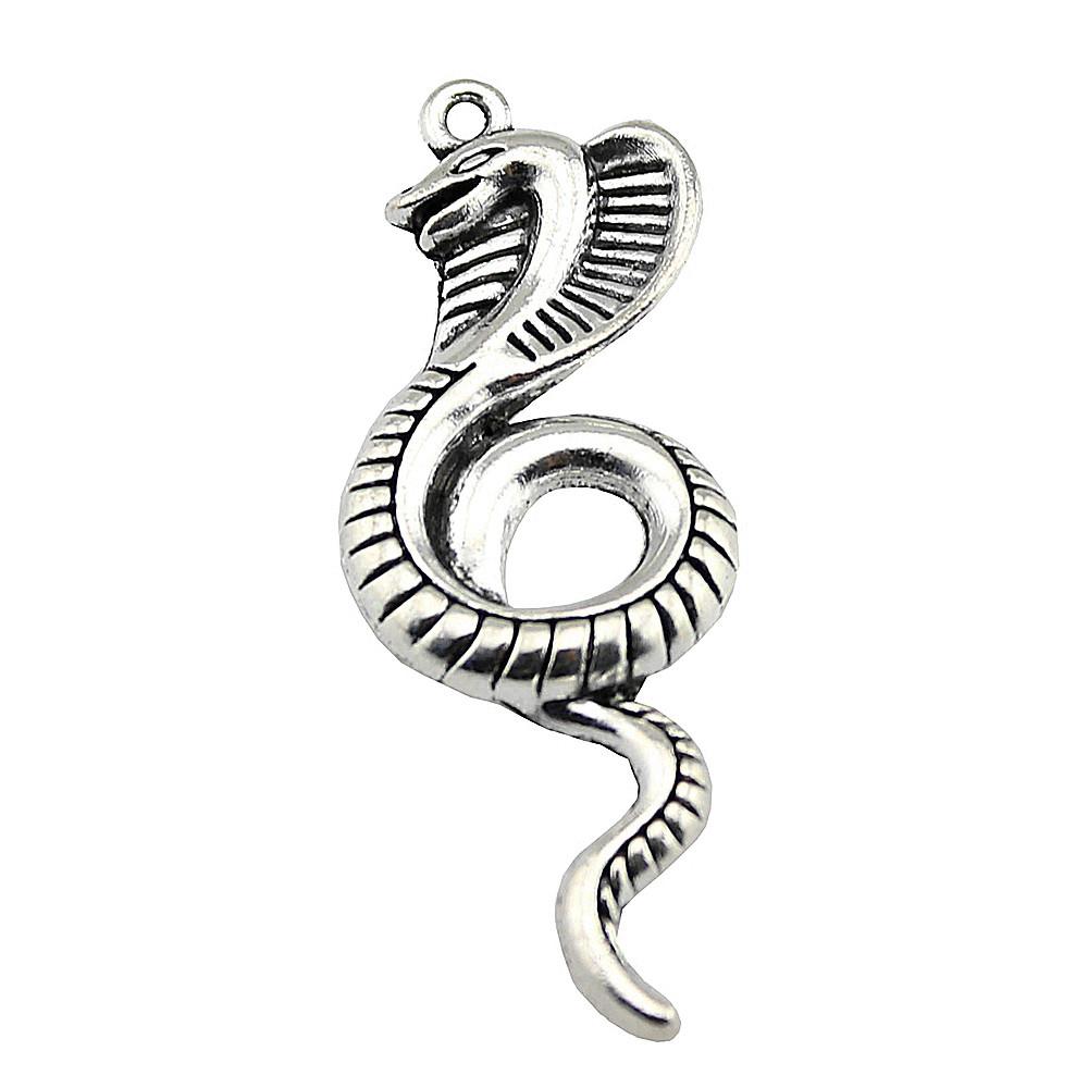 Cobra Snake Charms Antique Bronze Silver Pendants For DIY Bracelet Necklace Jewelry