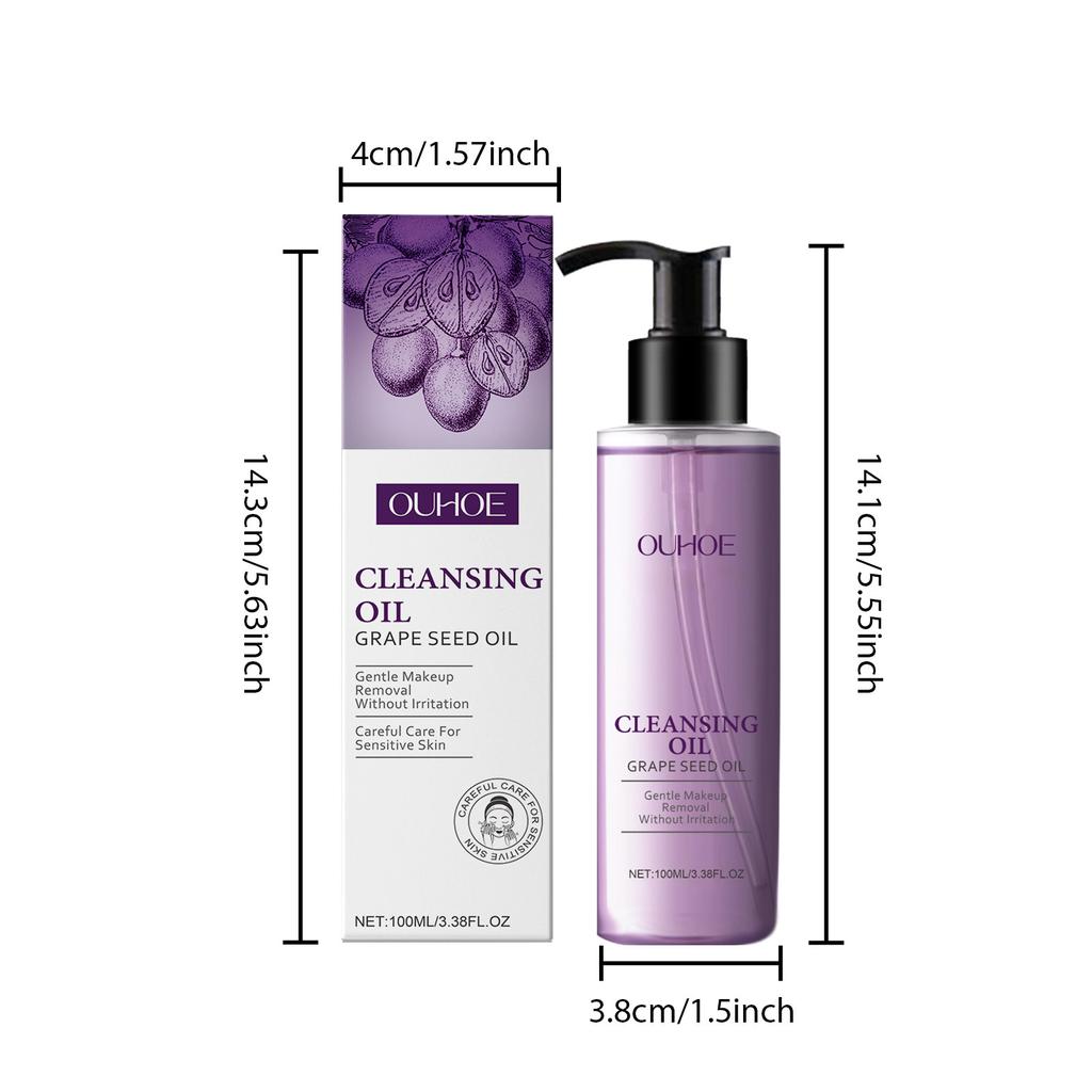 Grape Seed Cleansing Oil Nourish Moisturizing Face Smooth Soothe Dissolve Remove Makeup Not Irritaing Lightweight Cleansing Oil