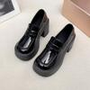 Small Leather Shoes Women's Spring and Autumn New Thick-soled Black Muffin Thick Heel One-pedal Single Shoes