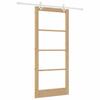 Sliding Door Natural 93 X 211 Cm Solid Pine Wood and Glass