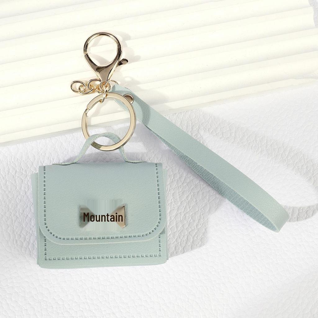 Mini PU Leather Keychain Coin Purse with Strap - Multi-use Bag Charm & Mobile Accessory