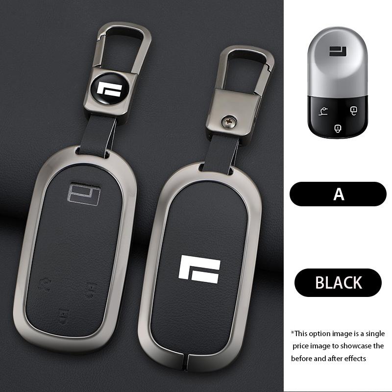 

new Zinc Alloy Leather Car Key Case for BAIC JISHI Polestone 01 Polestones Remote Cover Shell Keychain Ring Holder Fob