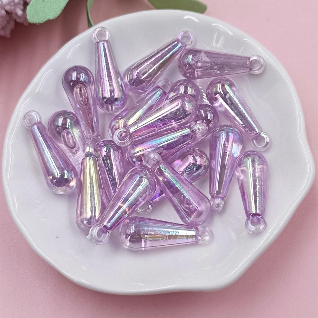 20Pcs 8*22mm Magic Color Pendant AB Color Water Drop Bead Scattered Beads DIY Hand-Beaded Transparent Hair Accessories Clothing Accessories