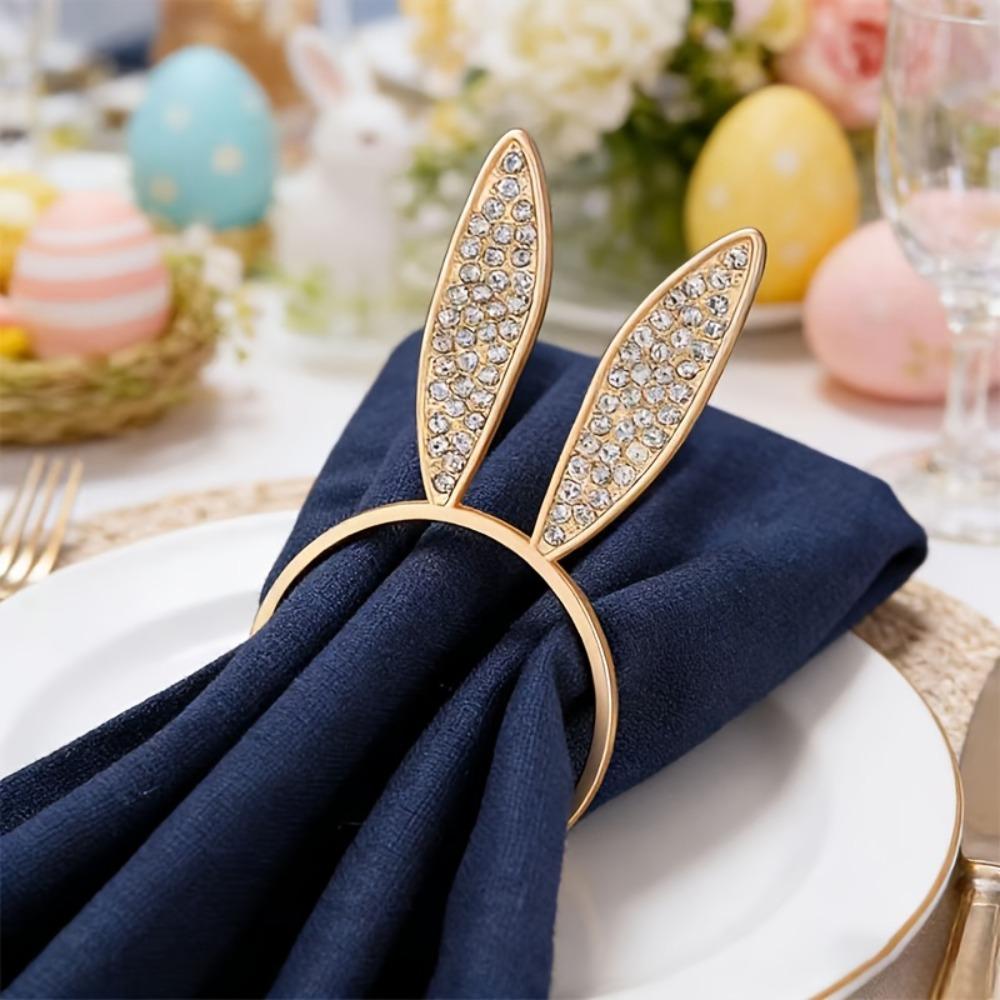 6 Piece Zinc Zinc Alloy Bunny Ear Napkin Holder 3 D Ear Napkin Buckle Creative Decorative Napkin Ring  Banquet